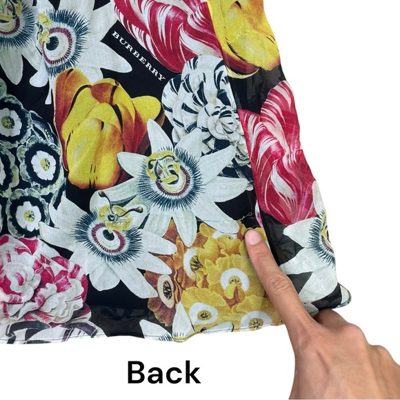 Burberry London Women 4 Midi Dress Ruffled Floral Long Sleeve Lightweight Silk - Picture 15 of 16